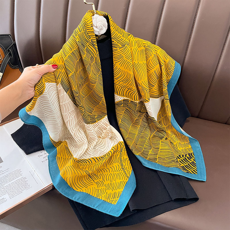 2024 New Style Imitation Sheep Wool 90 Large Square Scarf Women's Autumn and Winter Warm Dual-use All-match Fashion Scarf Tie