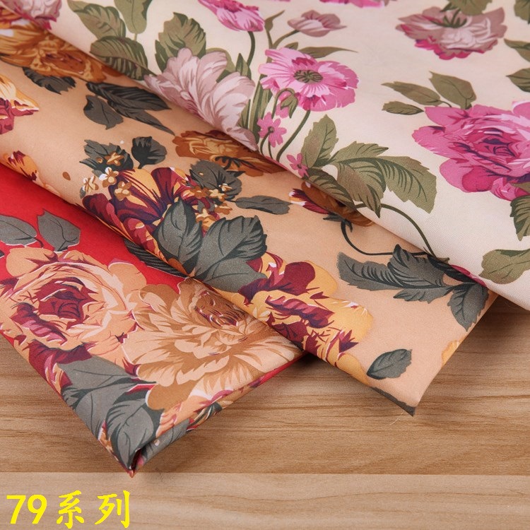 Fat Stick Fabric Wholesale Apron Woven Polyester Peach Skin Velvet Three Color Northeast Style Large Flower Decorative Printed Fabric