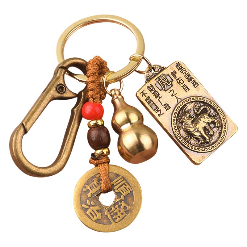 Zodiac keychain eight patron Saint pendant pure copper explosions car key accessories to push small commodity wholesale