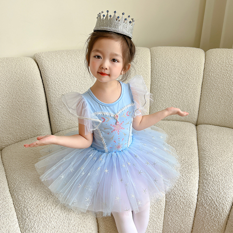 Ins Children's Clothing Baby Girl Grade Examination Practice Clothes 2025 New Girls Ballet Dance Skirt Frozen Elsa Skirt