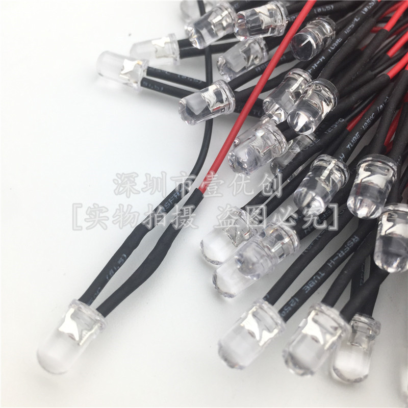 Picture of 5MM LED lamp beads 3-12v DIY handmade building model material F5 small bulb with line length 20cm