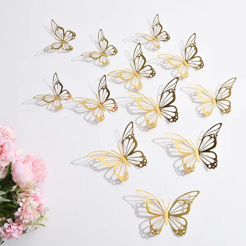 3D Stereo Cut Out Butterfly Wall Stickers Background Decoration Stickers Amazon Export Wedding Festival Decoration Home Decoration Stickers