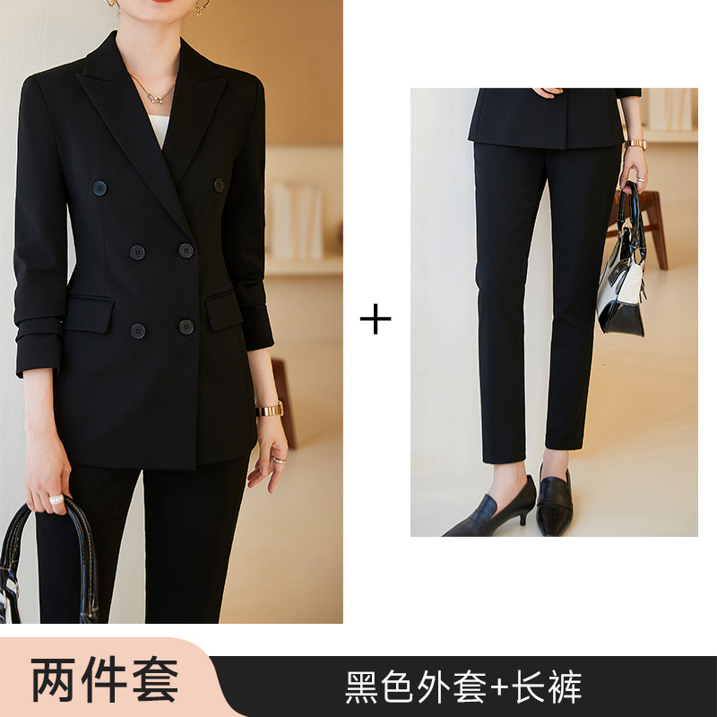 Picture of navy blue Suit Jacket Women's Autumn and Winter 2023 New Temperament Double-breasted Professional suit Work Clothes Dress Suit
