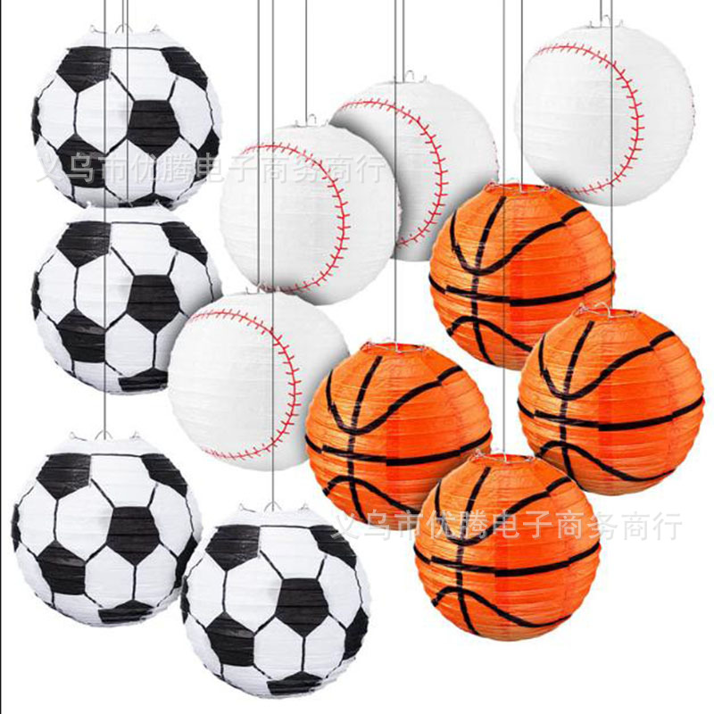 Creative Basketball Football Baseball Sports Theme Paper Lantern Handmade Folding diy Lantern World Cup Background Hanging