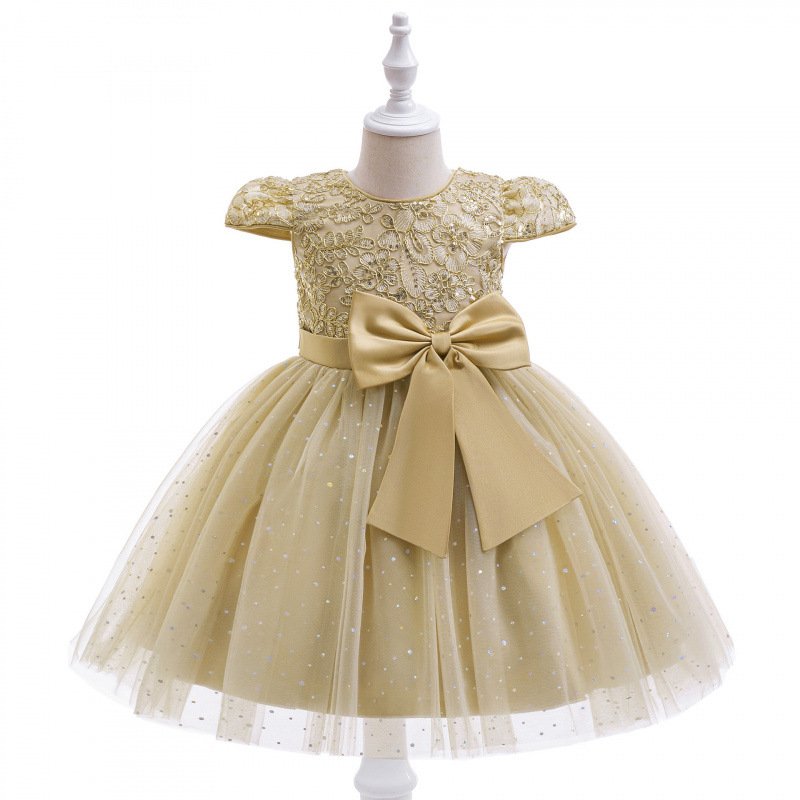2025 New Embroidered Mid-Skirt Girl's Diamond Princess Skirt Small Flying Sleeve Mesh Puff Skirt Girl's Holiday Performance