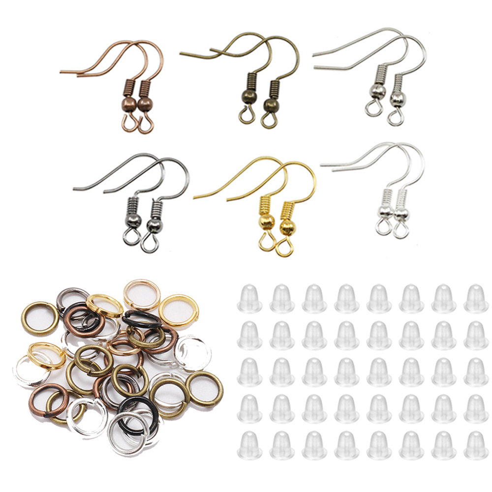 Picture of Diy jewelry accessories ear hook single ring earplug suit 4mm single ring big ear hook 4mm small size ear plug 100