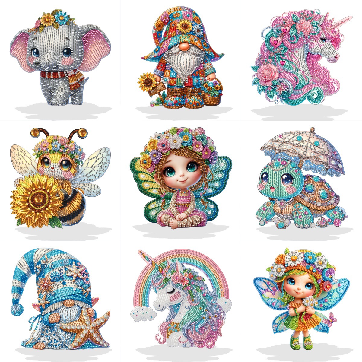 Handmade DIY diamond painting diamond 5D three-dimensional snowboard desktop ornaments doll unicorn cartoon decorative painting