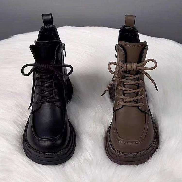 Winter fleece ins style Martin boots women's 2025 new autumn shorts, British style soft leather skinny boots, Internet celebrity boots