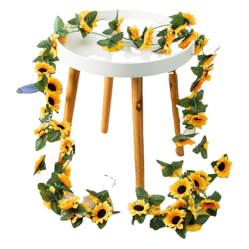 Simulated Sunflower Rattan Wholesale B&B Loft Decoration Silk Flower Vine Sunflower Vine Pastoral Style Flower Vine