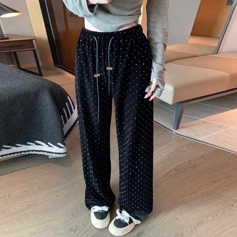 Picture of New maternity pants drawstring gold velvet outer wear narrow wide leg pants trousers