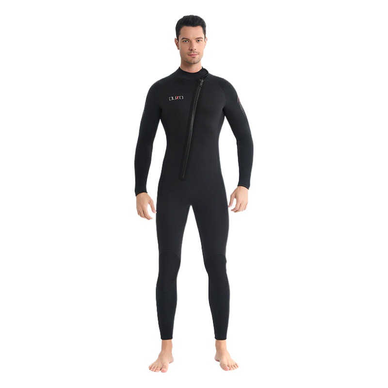 5mm Men's Long-Sleeved Long Pants Winter Swimming Suit, Cold-Proof and Warm One-Piece Snorkeling Sun Protection Diving Suit, Thickened and Warm