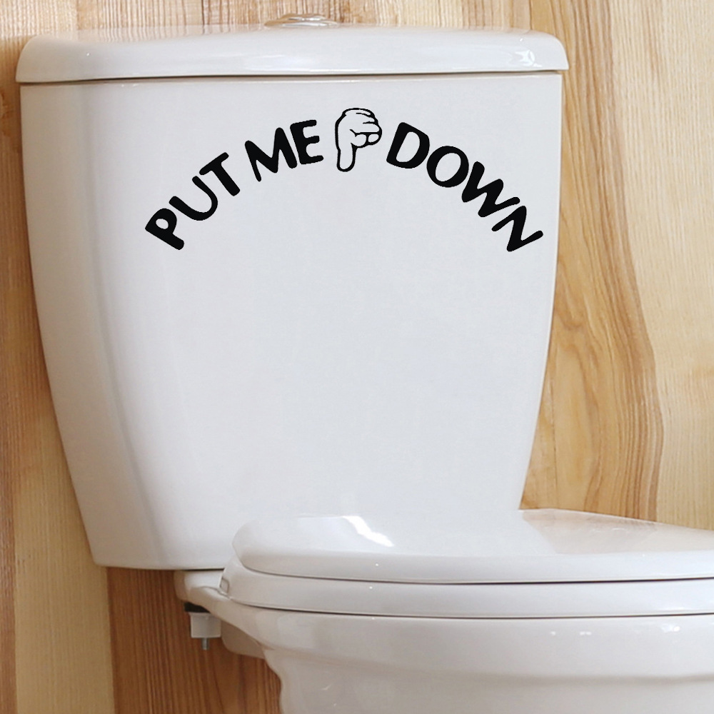 Cross-border explosions simple PUT ME DOWN gesture toilet stickers toilet stickers creative waterproof wall stickers