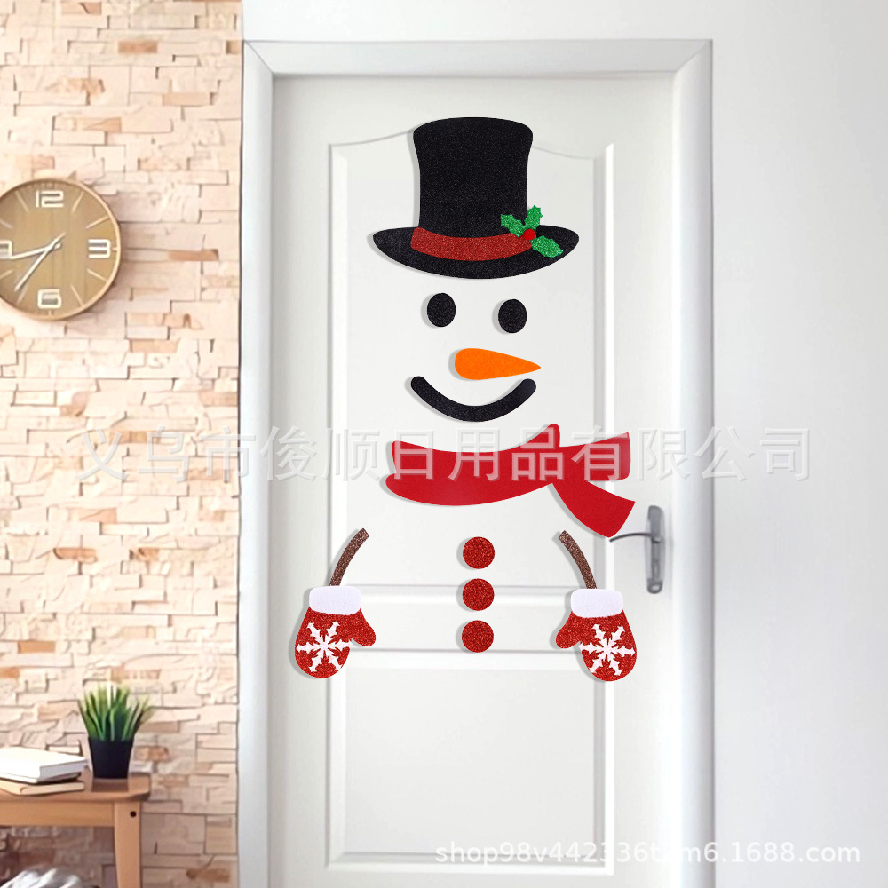 New Christmas decorations felt cloth cartoon door stickers shop window decoration supplies Christmas elk door stickers