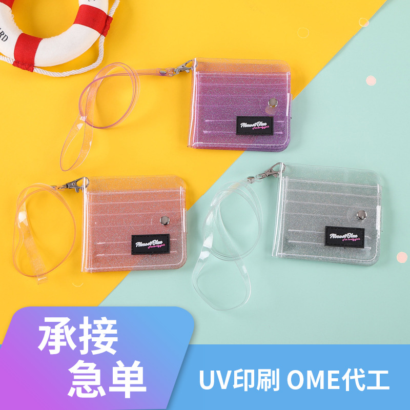 Factory Customized Pvc Card Holder Cross-Border Transparent Simple Thin Card Holder Coin Purse Bus Card Id Cosmetics Bag Customization