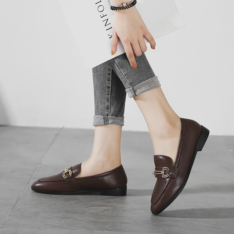 Picture of British Style Retro Small Leather Shoes for Women 2025 New Slip-On Loafers for Women Flats Shoes Large Size 41-43