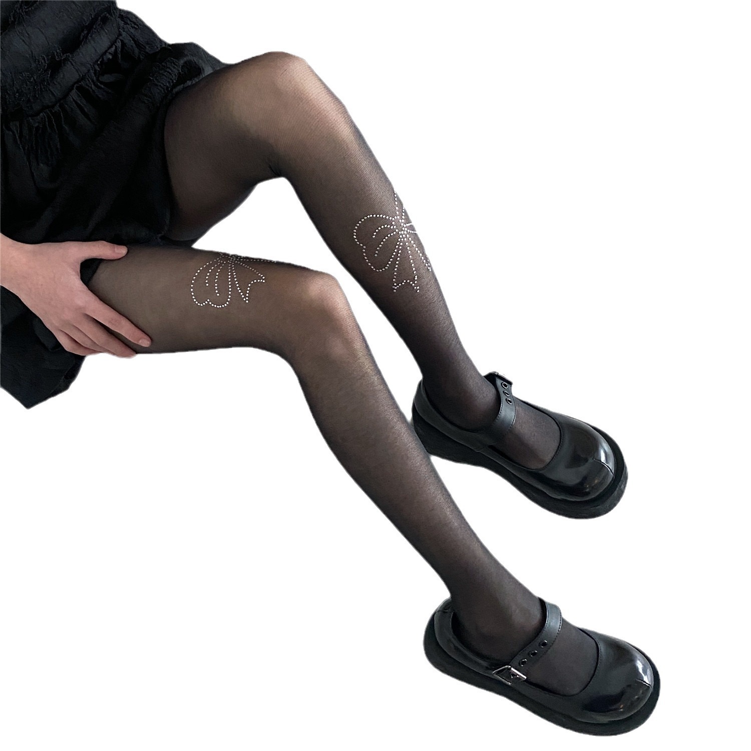 Picture of New Hot Drilling Bow Stockings Lolita Girls Wear Sexy Pantyhose Hot Drilling Bow JK Stockings