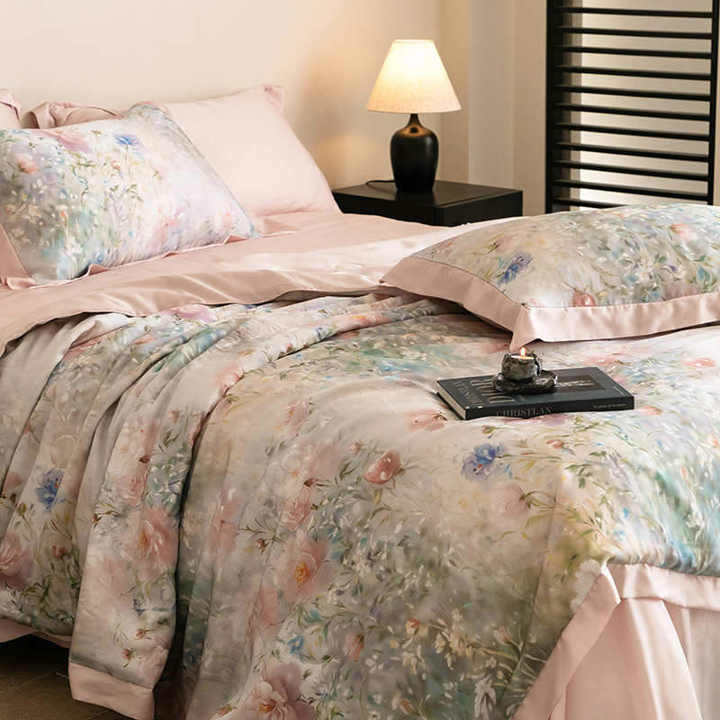 Picture of Light Luxury 100 Lyocell Tencel Summer Cool Quilt Four-Piece Set Air Conditioned Quilt Summer Quilt Advanced Sense Class A Maternal and Infant Quilt