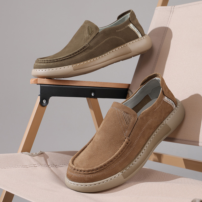 Men's Shoes 2025 New Leather Top Layer Cowhide Breathable Casual Shoes Slip-on Doug Shoes Men's Shoes Loafers