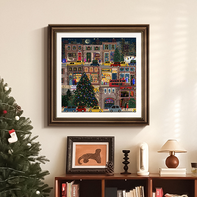 Picture of Winter Lights Hanging Painting Christmas Decorative Painting American Entrance Entrance Auschle Murals Bedroom Painting Restaurant High-level Oil Painting
