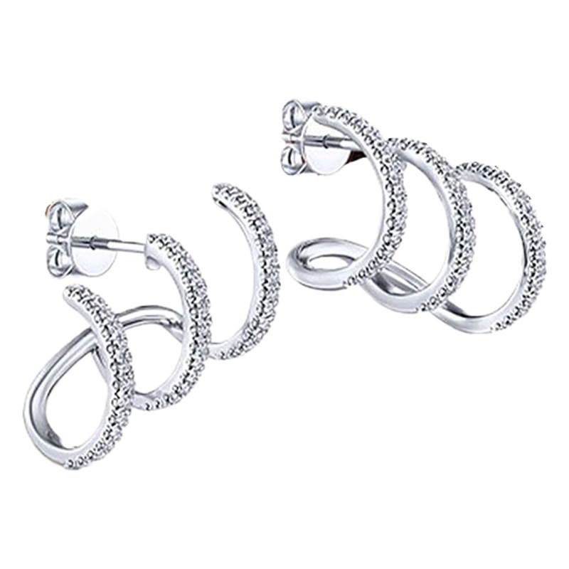Cao Shi three-claw curved line earrings high-grade light luxury internet celebrity exquisite personalized earrings unisex style
