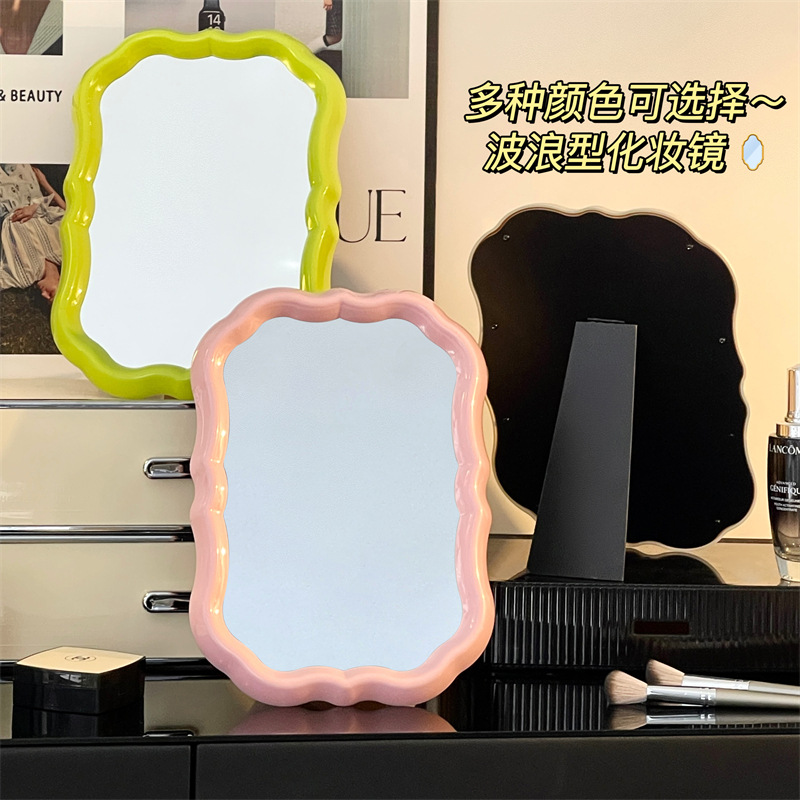 Picture of New flower mirror creative dormitory bedroom desktop high-value student dormitory makeup mirror desktop dressing mirror