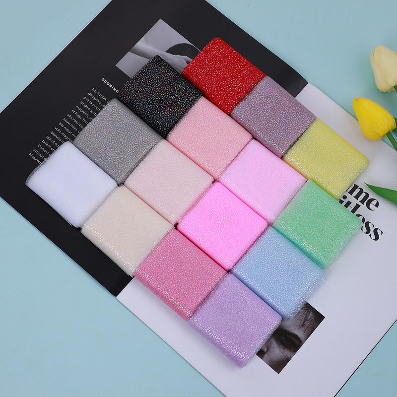 5 yards/pack magic color gradient silver dot tulle webbing diy doll yarn hair accessories bow shoes flower ribbon
