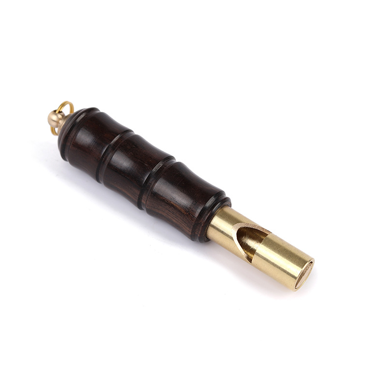 Picture of Brass Red Sandalwood Outdoor Lifesaving Whistle Keychain Pendant Competition Tall Whistle Mountaineering Training Pendant