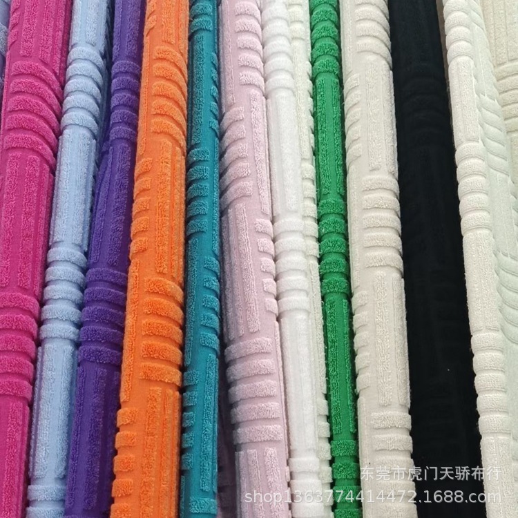 Spot knitted towel cloth jacquard 280g polyester 5 bar single side towel cloth cotton 5 bar towel Jacquard