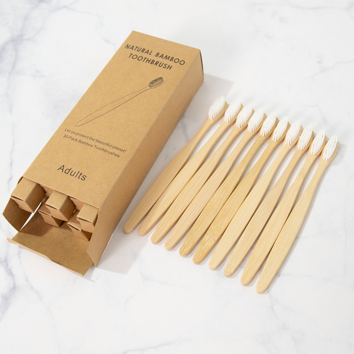 Picture of Children and Adults Disposable 10-Pack 4-Pack Toothbrushes Hotel Bamboo Charcoal Hard Bristles Soft Bristles Bamboo Portable Eco-Friendly Material