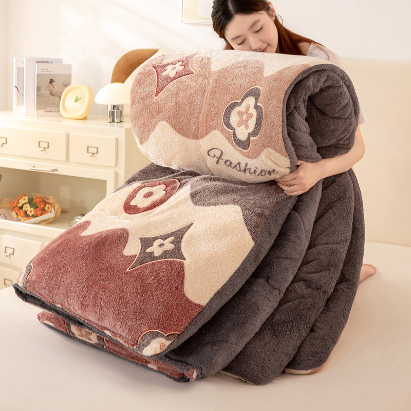 Picture of Lamb Velvet Quilt Winter Quilt Milk Velvet Coral Velvet Spring & Fall Quilt Student Dormitory Single Quilt Quilt Core Does Not Shed Lint