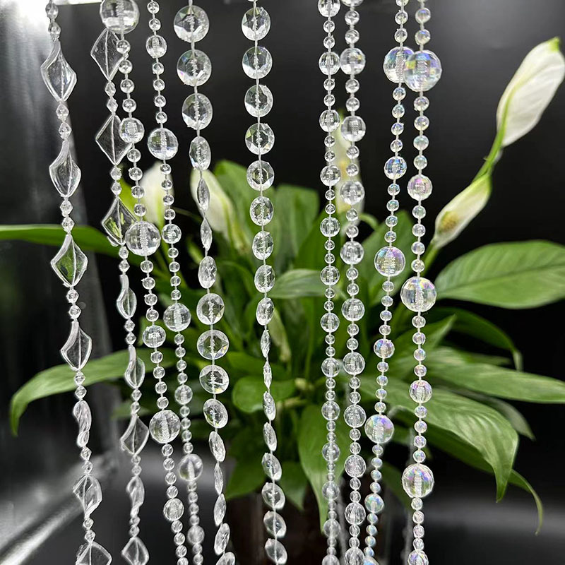 Picture of Acrylic bead curtain line curtain wedding road lead crystal string wedding scene stage ceiling decoration diy door curtain partition
