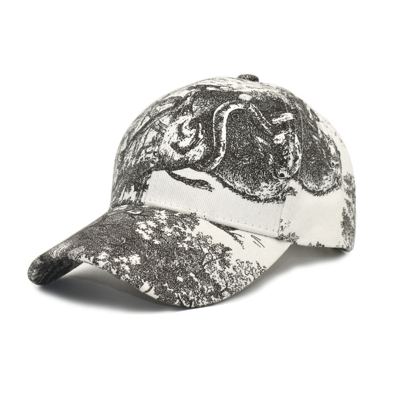 2021 new cross-border baseball cap Women's painted Korean-style fashion printed peaked cap men's cotton spring travel sun hat