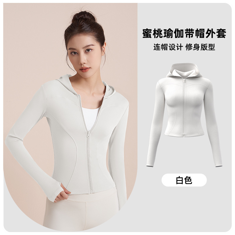 Picture of Juyitang Spring and Autumn Hooded Yoga Coat Women's Slim-fit Slimming Windproof Running Cycling Sports Fitness Coat