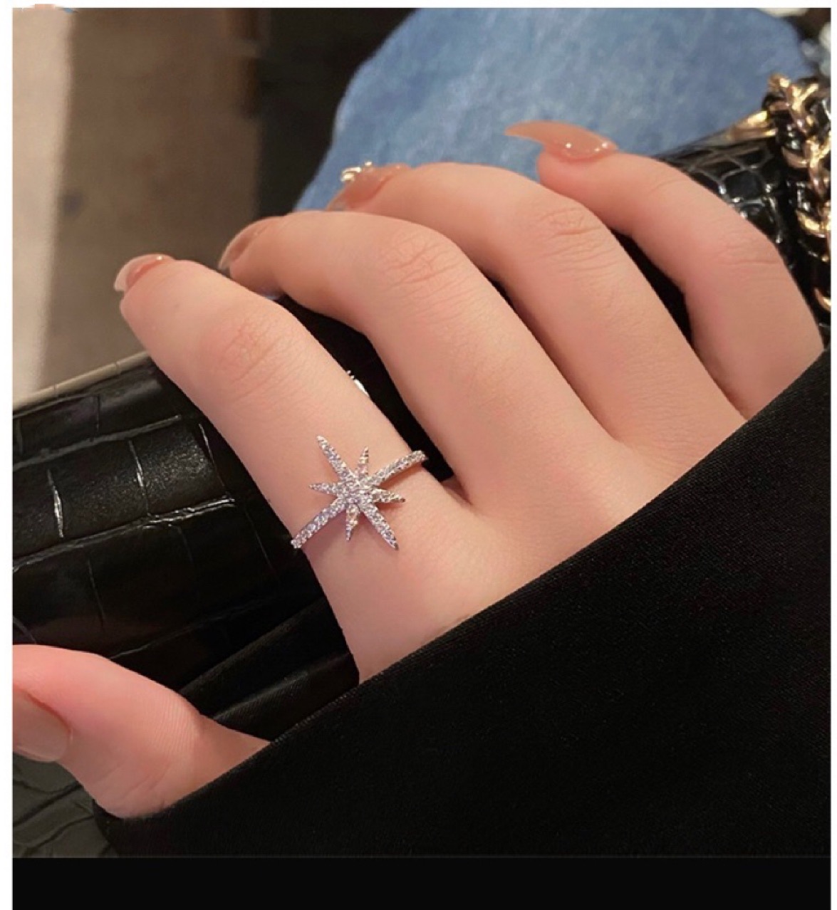 Picture of European and American Simple Fashion Rice Ring Micro-inlaid Zircon Ring Sweet and Elegant Rice Snowflake Ring