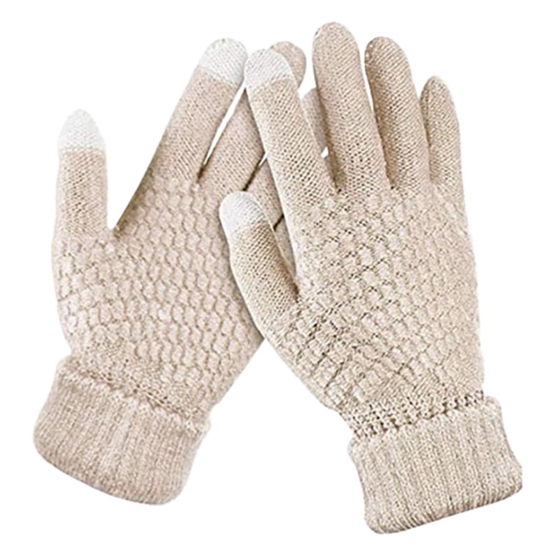 Cross-Border Amazon Pineapple Pattern Plus Velvet Thickened Knitted Gloves for Women Winter Warm Touch Screen Gloves for Men Cycling