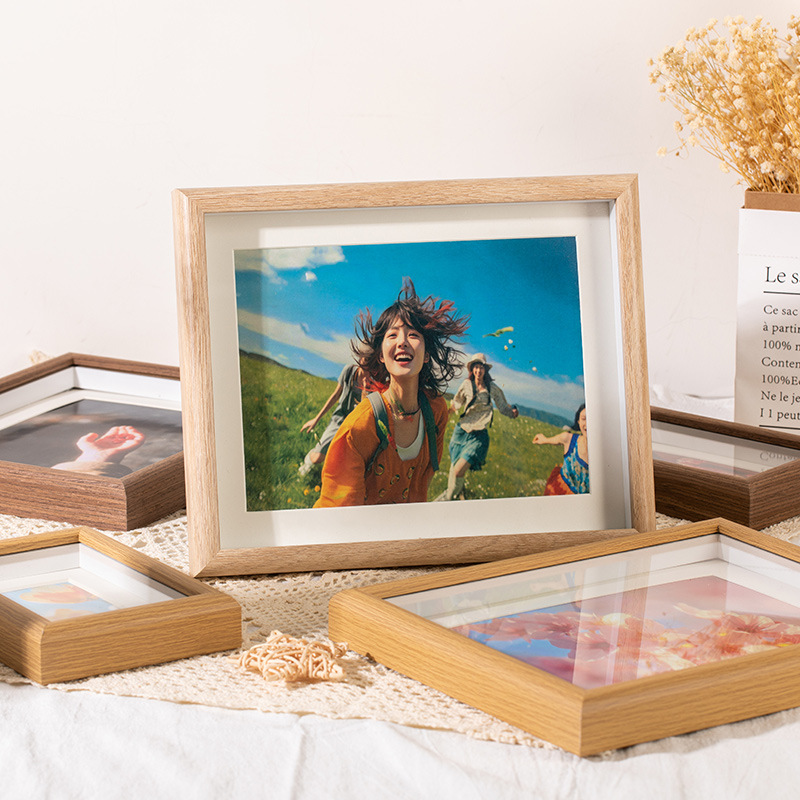 Picture of Hollow photo frame wooden table 6 inch 7 inch 8 inch 10 inch A4 wall solid wood Nordic creative wall frame wholesale