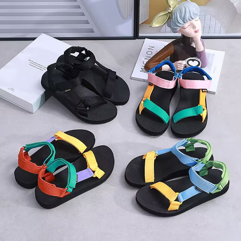 New Summer Four-color Original Color Matching Cross-border All-match Sandals Beach Velcro Casual Shoes in stock Wholesale