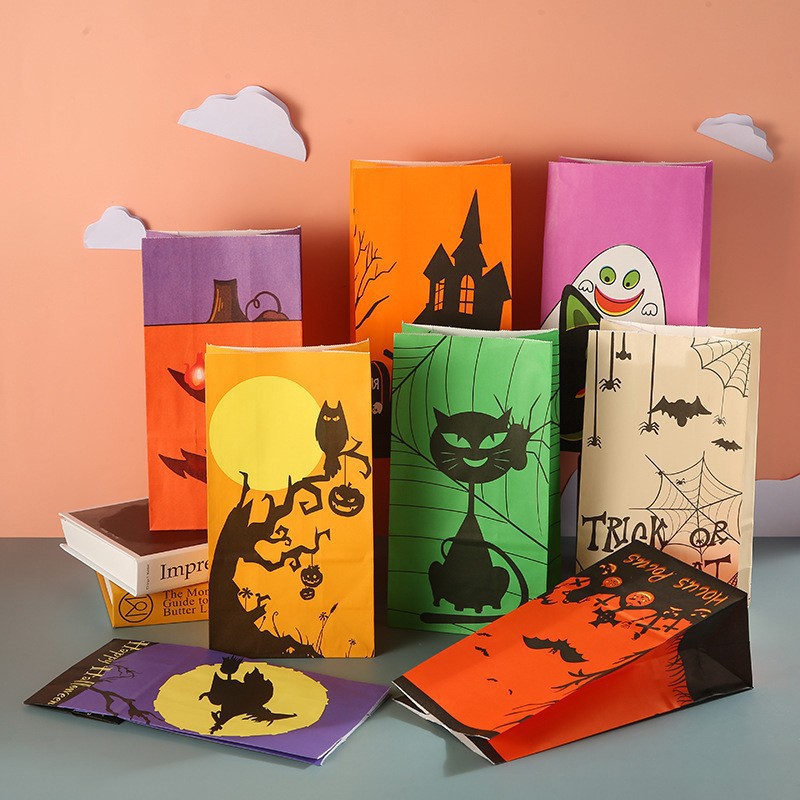 Halloween Candy Bag Kraft Paper Flat Pocket Funny Creative Gift Bag ins Apple Cookie Gift Paper Bag