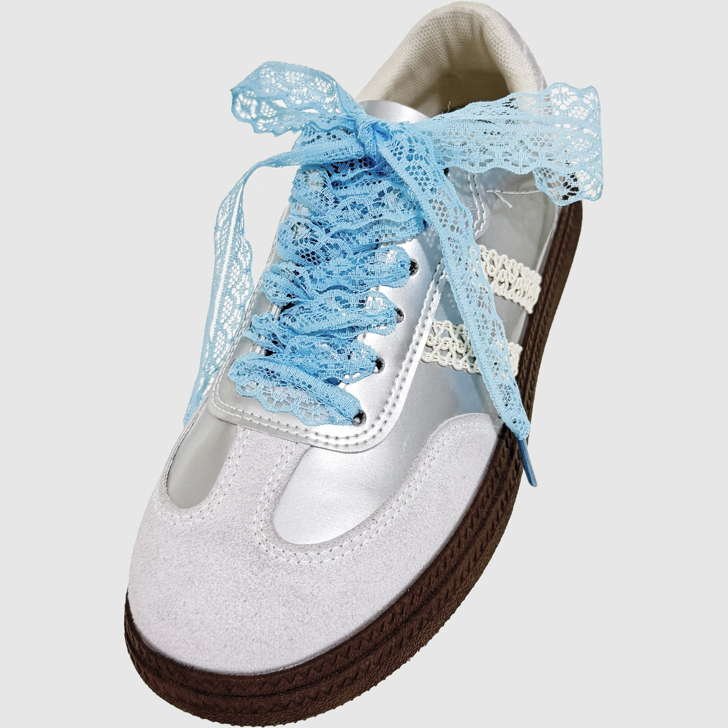 Picture of Lace Shoelaces DIY Ballet Style Cute Girl Accessories Desun Shoes White Silk Lace Shoelaces Pair