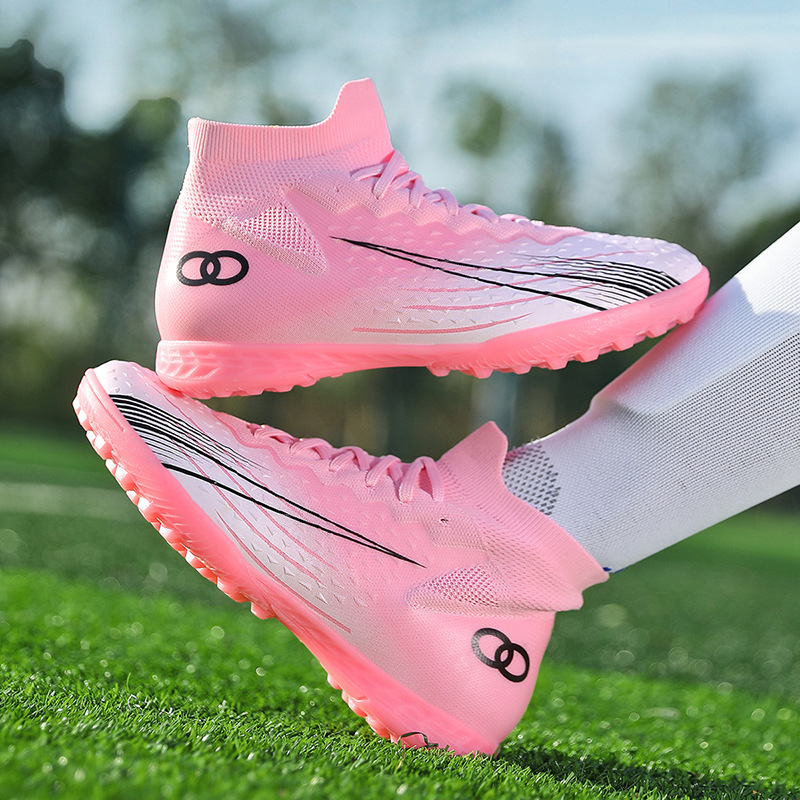 Cross-border Seamless High-top Football Shoes Spikes Adult Male and Female Teenagers Primary and Secondary School Students Children's Crushed Nail Training Shoes