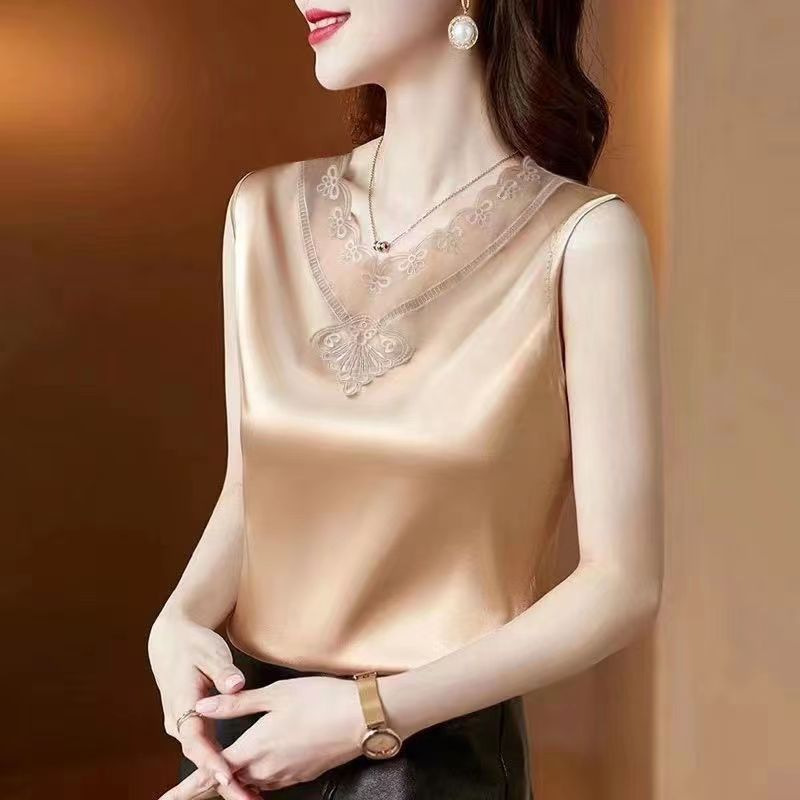 New Style Camisole Plus-Size Women's Spring and Summer Inner Wear Sleeveless Lace V-Neck Top Vest Trendy Women's Fashion