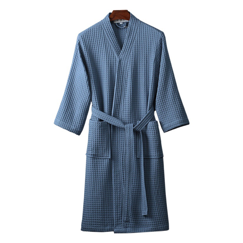 in stock cotton bathrobe spring and summer thin morning robe long waffle hotel beauty salon bathrobe a generation of hair