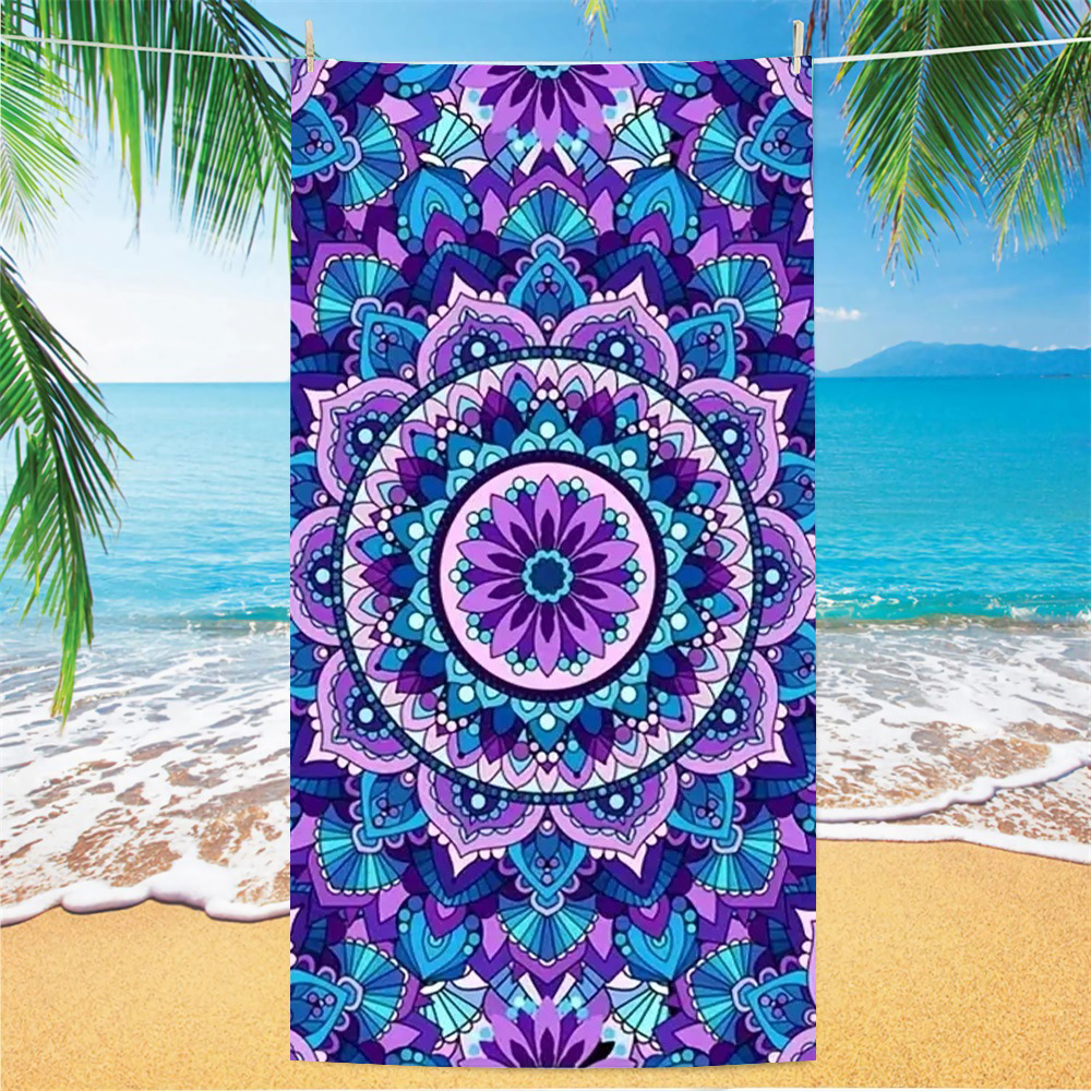 Picture of Cross-border microfiber double-sided velvet beach towel custom LOGO digital printing large bath towel rectangular thick towel