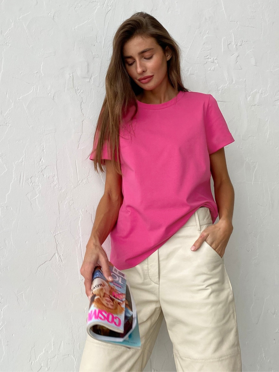 Picture of Cross-Border Short-Sleeved T-Shirt European and American 2025 Summer New Women's Fashion Casual Home Work Clothing Versatile Round Neck Short-Sleeved T-Shirt