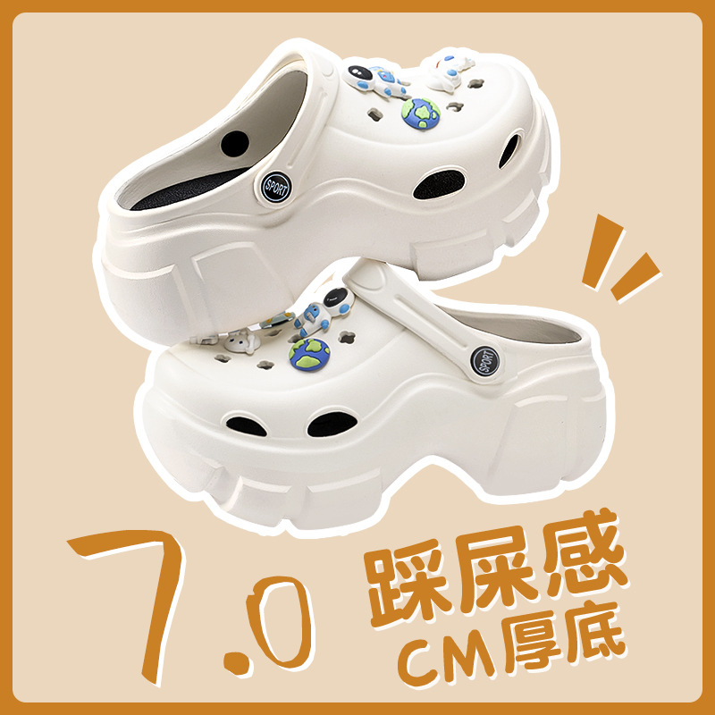 Picture of Thick-Soled Croc Shoes Women's 2025 New Summer Eva Anti-Slip Heightening Heel Beach Sandals Slippers Women's Summer Outerwear