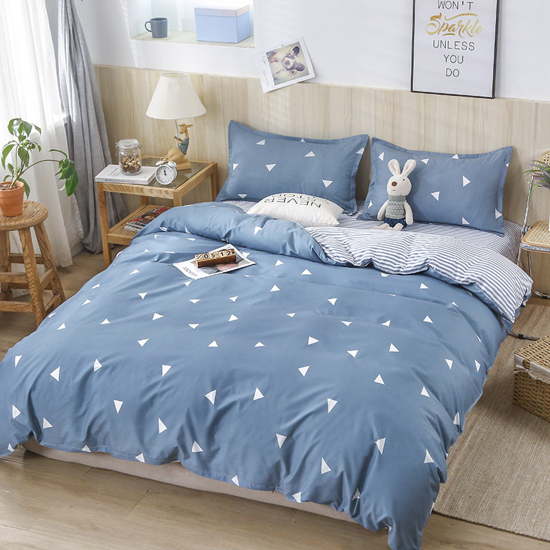 Picture of Small fresh sanding quilt cover four-piece water-washed cotton bed sheet quilt cover simple student dormitory single three-piece wholesale