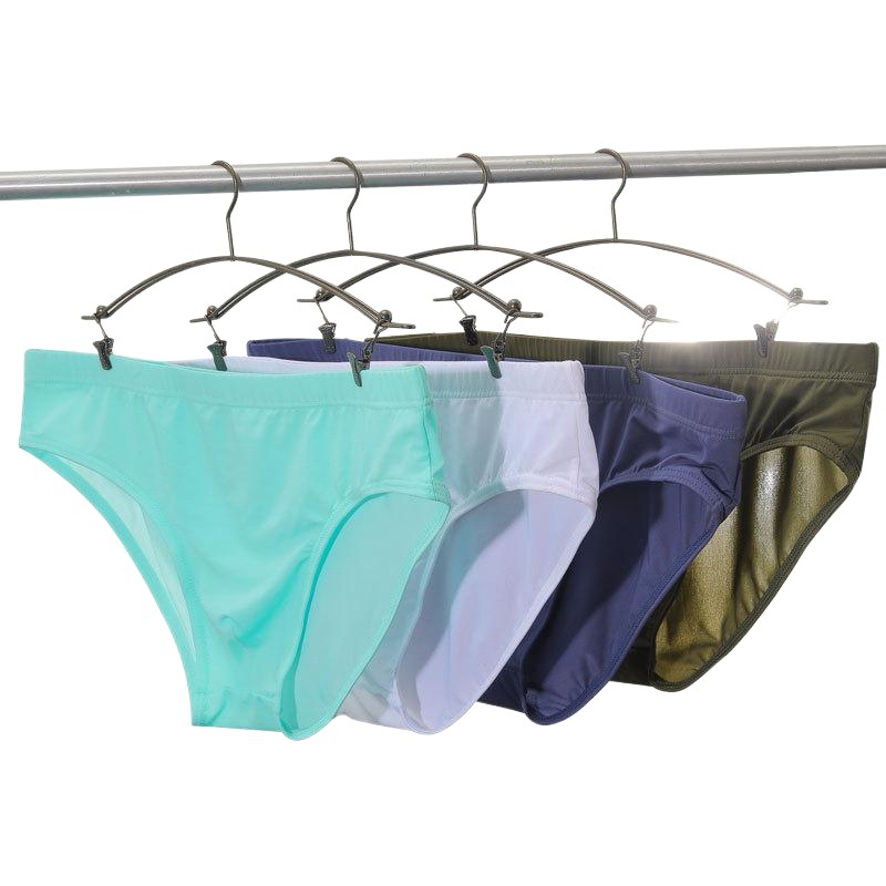 Foreign trade European and American new men's ice silk underwear sexy breathable low waist ultra-thin nylon briefs source supply