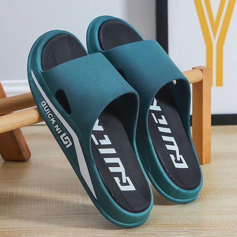 Slip-on Slippers Men's Summer Outer Wear Fashionable Household Bathroom Anti-slip Fashionable Dormitory Couple's Sandals and Slippers for Women