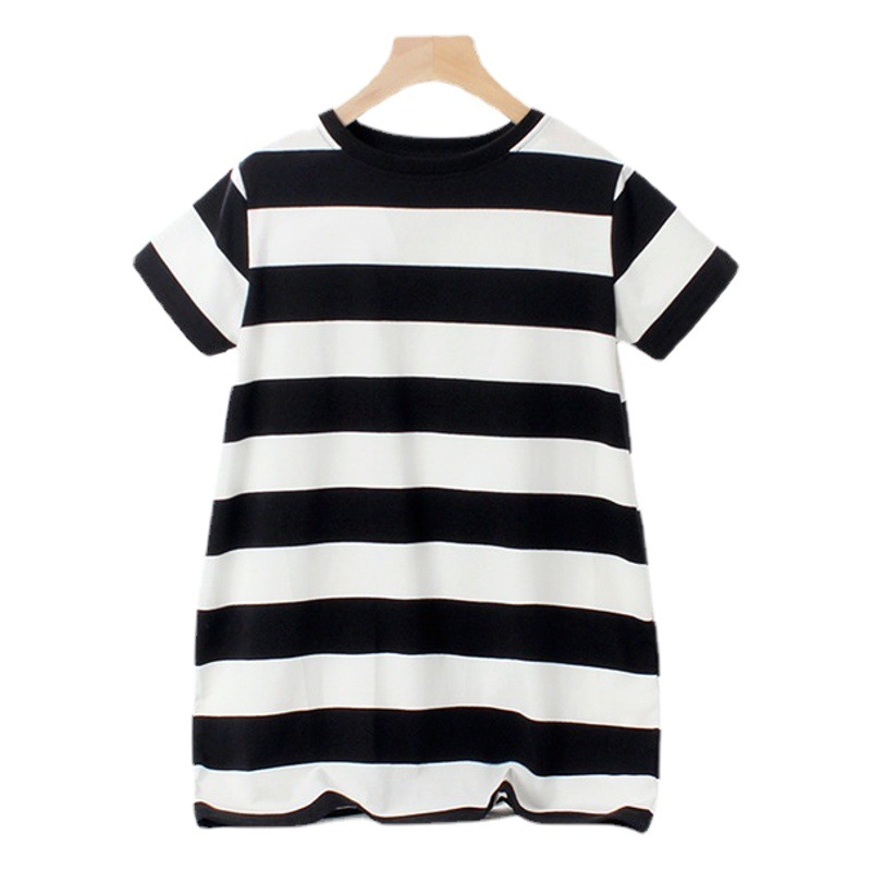 Children's Skirt Summer Korean New Girls' dress Girls Striped Short Sleeve Fashion Princess Skirt Children's Dress