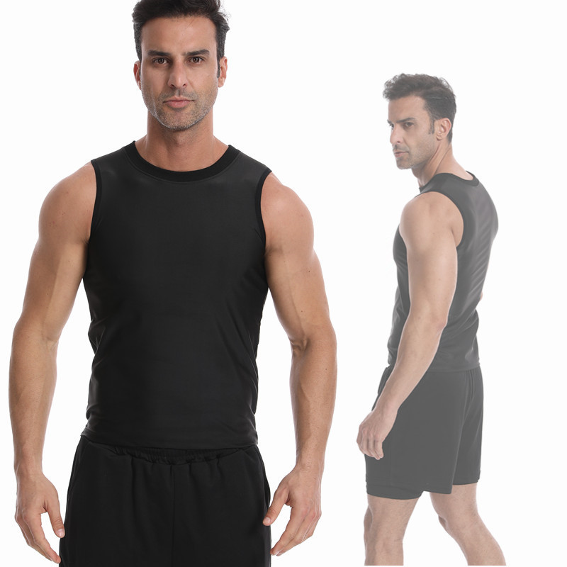 Men's Quick-Dry Sweat-Wicking Vest with Round Neck, Close-Fitting Sports Sleeveless Sauna Sweatshirt, Slim-Fit Cross-Border Men's Clothing